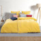 Soifox Winter Flanell bettwäsche 135 x 200 4teilig - Gelb Flauschige und warme Cashmere Touch Bettbezug 2er Set + Kissenbezug 2er Set 80x80 cm mit Reißverschluss