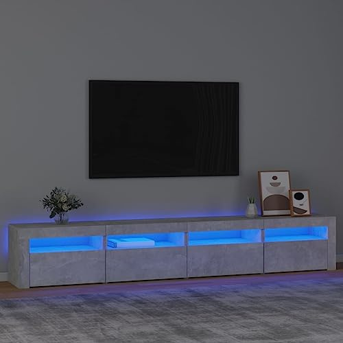 CIADAZ TV Cabinet with LED Lights Concrete Grey 240x35x40 cm, Tv Unit, Tv Stand Cabinet, Living Room Furniture, Sideboards For Living Room, Tv Table, Tv Stand - 3152765