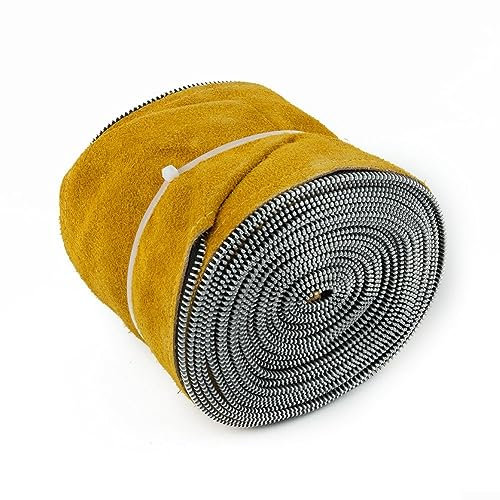 TIG Mig Rindsleder Taschenlampe Kabelschlauch Abdeckung, 7,6 m lang 10,2 cm Breitband Rindsleder Schweißbrenner Kabel Schlauchabdeckung