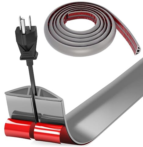 Bocguy Flexibler Klein Kabelkanal, Selbstklebend Boden Kabelbrücke, 5Mx3cm Kabelabdeckung Kabelschutz Kabelschacht Leicht zu Schneiden Montage für alle Netzkabel Haus, Schule, Büro, Lager(Grau)