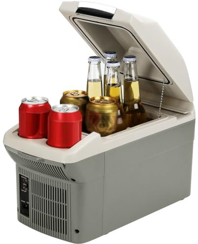 ICEROVER Frigorifero per auto, 12 V, 9 l, 12 Volt DC e 110 V AC, frigorifero elettrico portatile compatto da campeggio termoelettrico da 12 V per auto, camper, campeggio (grigio)
