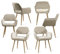 MEUBLE COSY Lot de 6 Chaises de Salle à Manger Fauteuil Assise rembourrée en Tissu Pieds en métal Imitation Bois pour Cuisine Salon Chambre Bureau, Beige, Acier allié, 56x56x78cm