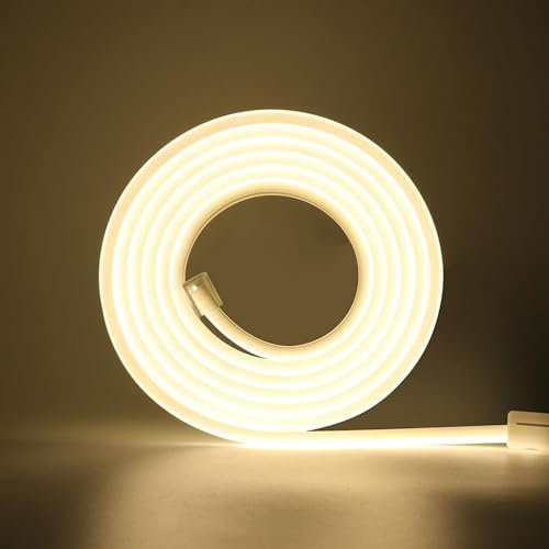 HEGEHE 220V Tira de LED COB 15M,288LEDs/m Flexible de Alta Densidad Blanco Natural FCOB Tira Luces,IP65 Super Brillante LED Tira de Luz con Enchufe Interruptor para Dormitorio,Iluminación de Armarios
