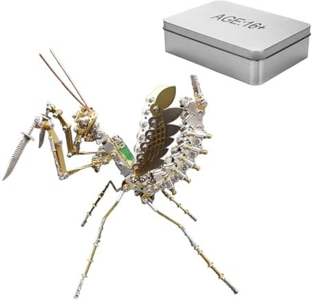 DUZU 3D Metall Puzzle Modellbausatz Erwachsene, DIY Gottesanbeterin Metall 3D Modell 3D Puzzle Metallbausatz, 350 Teile 3D Laserschnitt Modell Steampunk Insekt Sammelbares Spielzeug