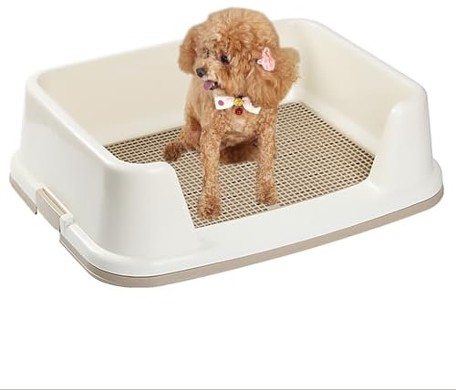 Halbgeschlossene Hundetoilette, Hundeklo für Zuhause, Spritzwassergeschützte Hundetöpfchenschale, Abnehmbares Design (Color : Brown, Size : Large)
