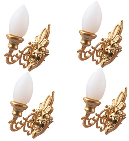 Uonlytech 4 Stück Puppenhaus Wandleuchte Miniaturen puppenhaus mini wandleuchte wandlampe retro wandlampe vintage Modelle Ornament Sandtisch Materialien Mikrolandschaftsdekorationen scheinen