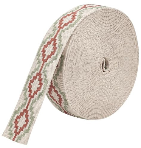 FINGERINSPIRE 9.1 m Kreuz Jacquardband 3.8 cm Breit Vintage Geometrisch Gewebter Besatz Böhmischer Stil Polyester Poly Gurtband Zum Nähen von Kleidung Hochzeit Geschenkverpackung Taschenriemen