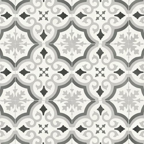 VINYL FLOORING UK White Grey Morrocon Effect Anti-Slip Vinyl Flooring for LivingRoom, Hallways, Kitchen, 2.8mm Thick Cushion Backed Vinyl Sheet, Waterproof Lino Flooring-1m(3'3) X 2m(6'6)-2m²