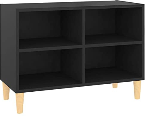 QZZCED Meuble TV avec pieds en bois massif - Noir - 69,5 x 30 x 50 cm - Pour salon, chambre à coucher