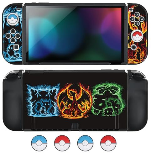 DLseego Schutzhülle Kompatibel mit Switch OLED,Schlanke Weiche Dockable Schutzhülle mit 4 Switch Joystick Kappen,Kratzfeste Stoßdämpfung Switch OLED Hülle,Elfen OLED