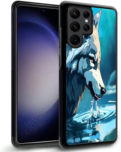 Xioolia Phone Case for Samsung Galaxy S24 S23 S22 S21 S20 S10 S9 S9+S8 S7 edge Plus Ultra FE S10e 4G/5G with Anime Wolf-AC16 Black TPU Rubber Protection Case
