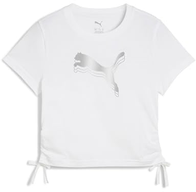 Puma Mädchen ESS Metallic Knotted Tee G T-Shirts, Puma White, 128 EU
