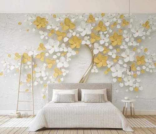 YueMingDi 3D-Tapete Wandbild dekorative Blume Baum Diagramm Schlafzimmer TV Hintergrund Foto Wand Aufkleber Kunst-300cm×210cm