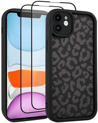 UZEUZA Compatible with iPhone 11 Case, Cheetah Print Shockproof Soft TPU Protective Case for Women Girls, Slim Anti Scratch Leopard for iPhone 11 6.1 Inch, Black