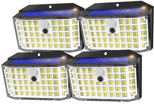 Haokiang Lampe Solaire Exterieur Jardin Detecteur De Mouvement 176LED4 Unité IP65 Capteur 270°3 Modes Lampe Extérieur Solaire Lumière Extérieure Solaire Lumiere Solaire Exterieur Spot