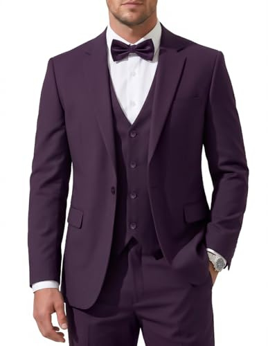 WYWK 3-teiliger Herrenanzug für Herren, schmale Passform, Ein-Knopf-Blazer, Jacke, Weste, Hose, Set, Bankett, Abschlussball, Hochzeit, Business Party