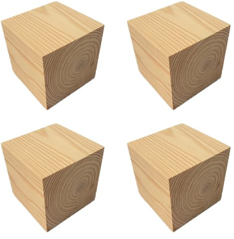 NANNAN3360 4 Rehausseurs de Lit Rehausseurs de Meubles en Bois Massif Supporte Jusqu'à 500 kg Pieds de Support de Canapé Élévateurs de Tables Carrées Appareil Augmenté (5 × 5 × 20cm)