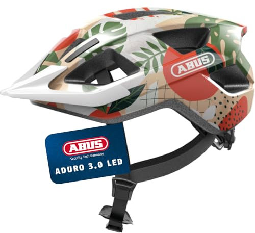 ABUS Fahrradhelm Aduro 3.0 LED - Sportiver City-Helm in stilvollem Design für alltägliche und sportliche Touren - mit Rücklicht - für Damen und Herren - Größe M, Orange