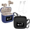 [2-Pack] easyBee Hülle Kompatibel mit JBL Tour Pro 3 Earbuds, mit 2 Karabiner Anti-Verlust-Gurte, Flüssiges Silikon Case Stoßfest Schutzhülle Bluetooth Kopfhörer Tasche - Schwarz Blau