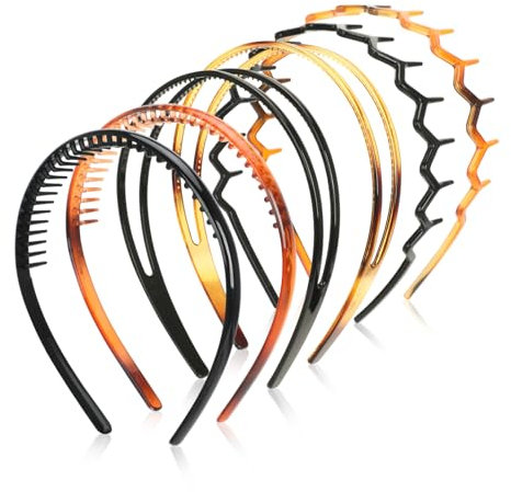 TAIXING 6 Pièces Serre Tete Zig Zag, Bandeaux Zig Zag en Forme, Serre Tete Femme Chic en Plastique, 3 Styles Serre Tete Unisexe, Antidérapants, pour un Usage Quotidien, le Maquillage, Lavage Du Visage