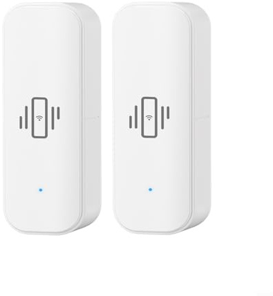 WiFi-Vibrationssensor, kabelloser Mini-Glasbruchmelder für Alarm und Smart-Home-Automatisierung, für Tuya für Smart WiFi Vibrationssensor, für Smart Life App Fernbedienung (2 Stück)
