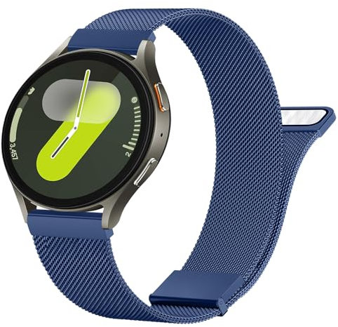 Bracelet en Métal Compatible avec Bracelet Samsung Galaxy Watch 7 6 5 4 44mm 40mm/Watch 6 Classic 47mm 43mm/Watch 5 Pro 45mm/Watch 4 Classic/FE,Sangle Magnétique pour Galaxy Watch 7 (Bleu)