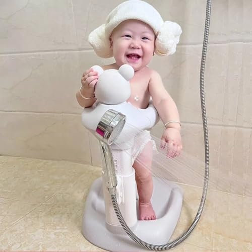 BAAQII Babywannenstütze, rutschfeste Unterseite, Duschständer, höhenverstellbar, sichere Badezeit für 8-36 Monate, Grau