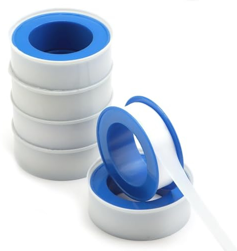 4 Rolls White PTFE Tape 10m x 12mm x 0.075mm, Waterproof Plumbers Thread Seal Tape for Pipe Leak Repair, Radiator Valves, Bathroom, Kitchen and Garden Taps, Easy to Use PTFE Sealing Tape