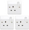 MK Logic Plus Single Socket (K2757 WHI DP) 13A 1 Gang, in White, with Inherent Antimicrobial Properties. (Pack of 3)