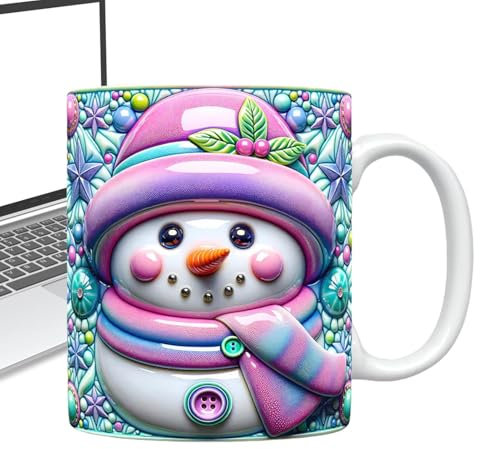 Taza navideña 3D - Taza de café de 350 ml, elegantes tazas 3D | Taza de muñeco de nieve de café de té caliente 3D de Navidad, taza de Papá Noel de cerámica apta para viajes para festivales de leche o