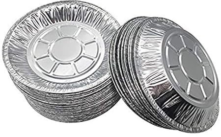 Disposable Aluminum Round Plate Pie Tins – Foil Tart & Pie Pans, Sturdy & Recyclable, Perfect for Baking, Catering & Takeaway – Approx 5 Inch Base/Approx 7 Inch Top Diameter (50)