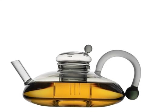 Théière en verre avec passoire à thé amovible 600 ml - Bouilloire électrique avec poignée - Pour thé en vrac et en fleurs