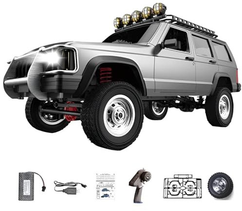 Générique Voiture Rc Tout-Terrain 1:12 Échelle 4x4 avec Lumières LED Et Pneus en Caoutchouc - Véhicule Radio-commandé pour Escalade Et Aventure Extérieure - Intérieur Détailé