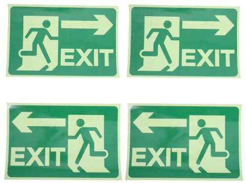 Homoyoyo 4stücke Nachleuchtende Emergency Exit Schilder Selbstklebend Reflektierend Uv-schutz Für Innen Und Außen Sichere Fluchtwegmarkierung Gemäß Sicherheitsvorgaben Sichtbare Rettungszei