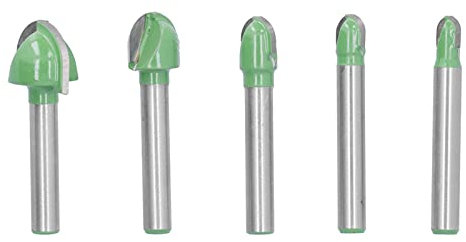 5Pcs Cove Box Router Bit Set | 2 Flute Tungsten Steel CNC Woodworking Cutter | Round Nose Router Bit for Cutting / Beading / Grooving | 18mm, 12mm, 10mm, 8mm, 6mm Sizes