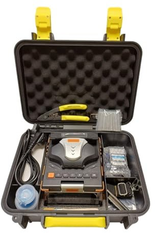 Giuntatrice a fusione per fibra ottica, Giuntatrice a e for fibra ottica M5, mini saldatrice for giunzioni in fibra ottica a 6 motori con touch screen OPM e VFL Giunta e riscaldamento più rapidi