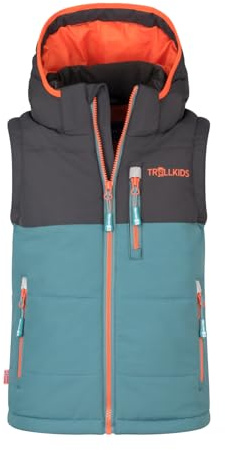 Trollkids Kids Narvik Vest XT | Wasserabweisend, winddicht und atmungsaktiv|Warm und robust|Abnehmbare Kapuze|Drei Taschen