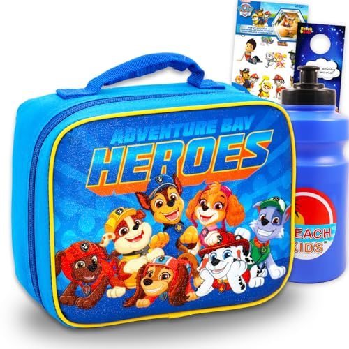 Paw Patrol Lunchbox für Kinder – Paket mit isolierter Lunchtasche plus Aufklebern, Wasserflasche, mehr | Paw Patrol Lunchbox-Set für Kinder, Jungen, Mädchen