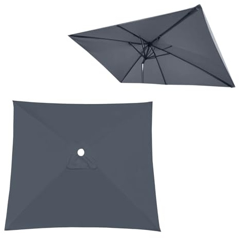 Lona De Repuesto Para Sombrilla, 3x3m 2x3m 2x2m Replacement 8/6/4 Rib Rectangular Parasol Canopy, Durable Impermeable Dosel De Repuesto Para Sombrilla, UV30+ Exterior Tela Toldo Repuesto(Greys,2X2m)