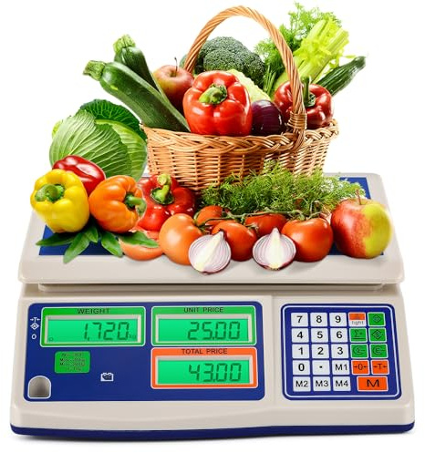 Bonvoisin 30kg/5g Digitale Zählwaage Wiederaufladbar, Mit 4 Shortcuts - Duale Anzeige - Kg/Lb/G Umschaltbar - Wechselgeld-Berechnung, Edelstahl Wiegeplatte für Lebensmittel, Gastronomie, Laden