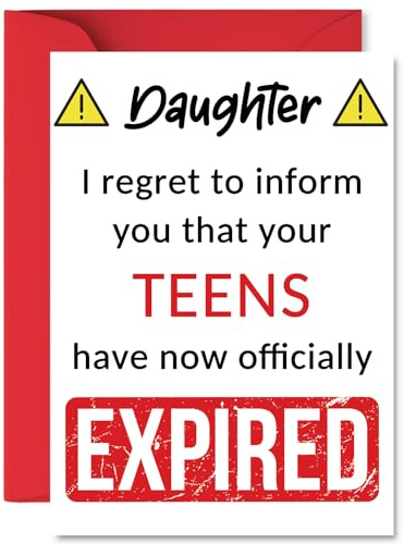 Funny 20th Birthday Cards for Daughter, Your Teens Have Expired | Happy Birthday Card for Daughter from Mum or Dad Parents, A5 Banter Joke Humour Bday Greeting Cards Gift