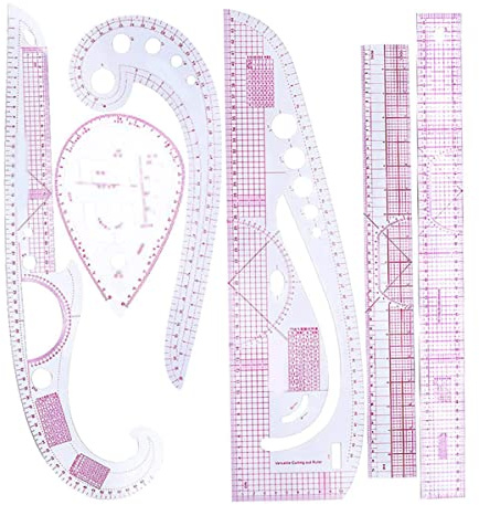 Quilt-Lineal, französisches Kurvenlineal, 6 Stück/Set, skaliert, präzise, transparent, biegbar, Nählineale, metrische Zeichenvorlage für DIY-Kleidungsdesign