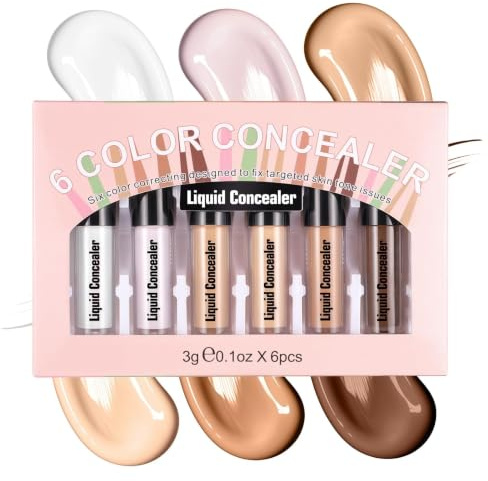Prreal 6Pcs Makeup Concealer Set, Natural Concealer Full Coverage,Set A | Under Eye Corrector and Facial Color Corrector, Buildable Face Cream Contouring Makeup(Color A)