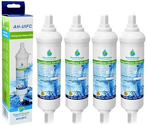 AquaHouse AH-UIFC filtre à eau pour réfrigérateur compatible avec LG et Hotpoint BL9808, 3890JC2990A, 5231JA2012B, 5231JA2012A DD-7098 - avec des connexions à vis (lot de 4)