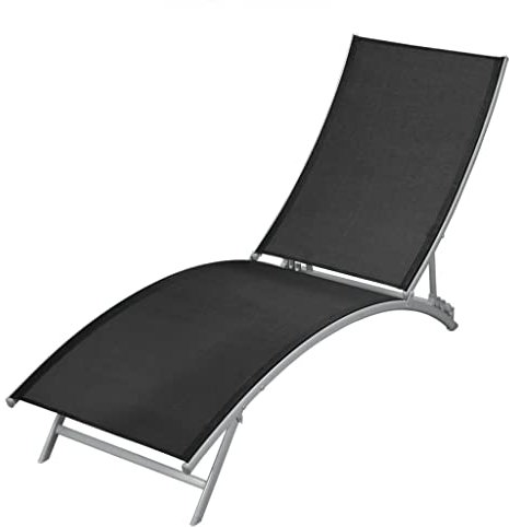 vidaXL Sonnenliege Gartenliege Liege Relaxliege Liegestuhl Strandliege Gartenmöbel Freizeitliege Camping Garten Stahl Textilene Schwarz