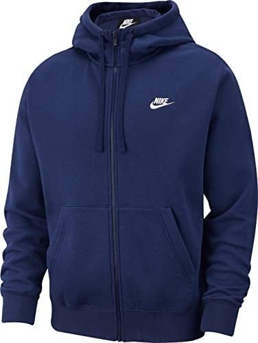 Nike Herren Hoodie mit Durchgehendem Reißverschluss Sportswear Club Fleece, Midnight Navy/Midnight Navy/White, 4XL, BV2645-410