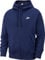 Nike Herren Hoodie mit Durchgehendem Reißverschluss Sportswear Club Fleece, Midnight Navy/Midnight Navy/White, 4XL, BV2645-410