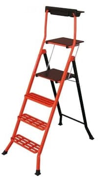 Mondelin - Escabeau Pliable Professionnel en Acier avec Plateforme - Charge Max. 150 kg - Porte Outils Amovible (90 cm)