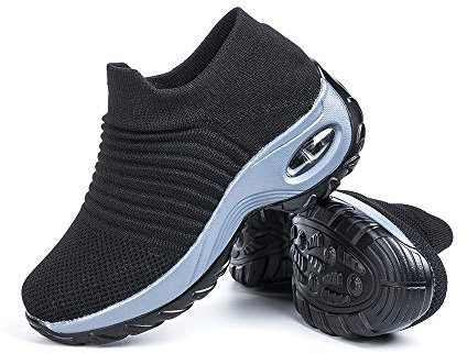 Hitmars Zapatillas Deportivas de Mujer Zapatos Running Fitness Outdoor Sneaker Casual Mesh Transpirable Comodas Calzado Negro 2 Talla 40