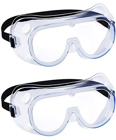 YunTuo 2 pack Safety Goggles, Adjustable,Lightweight Anti-Fog Protective Safety Glasses, Eye Protection, White